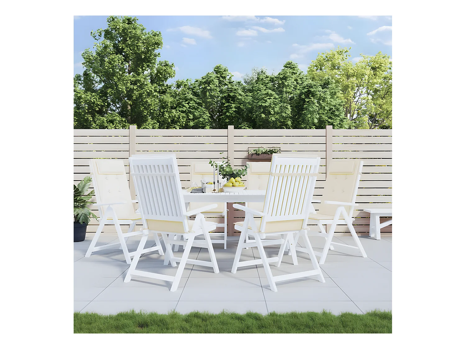 Coussins de chaise à dossier haut Lot de 6 crème tissu oxford OFR12899
