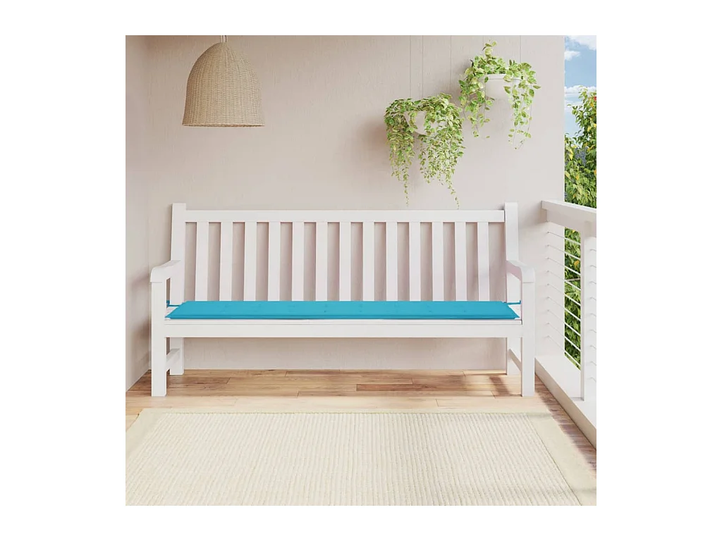 Coussin de banc de jardin turquoise 200x50x3 cm tissu OFR49884