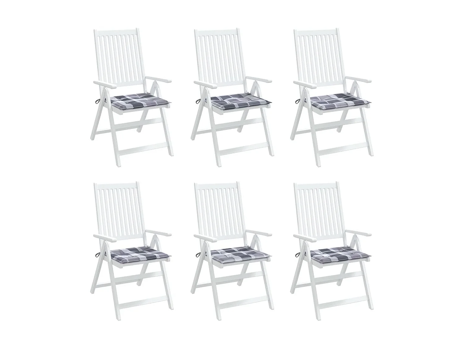 Coussins de chaise de jardin 6 pcs carreaux gris 40x40x3 cm OFR91301