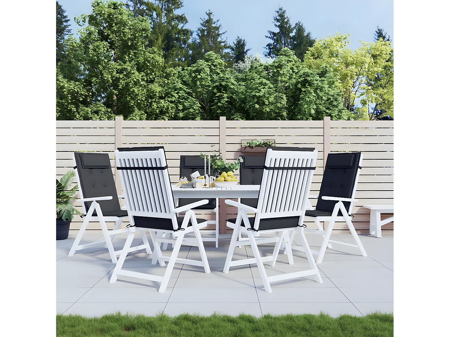 Coussins de chaise à dossier haut Lot de 6 noir tissu oxford OFR38725