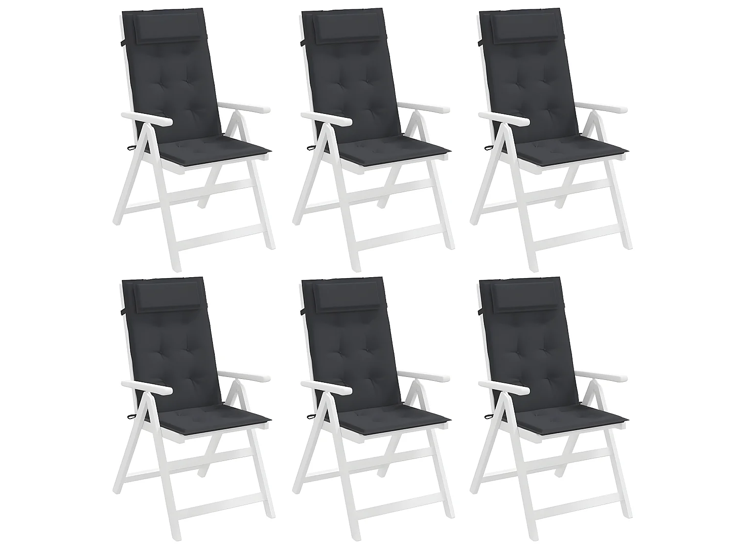 Coussins de chaise à dossier haut Lot de 6 noir tissu oxford OFR38725