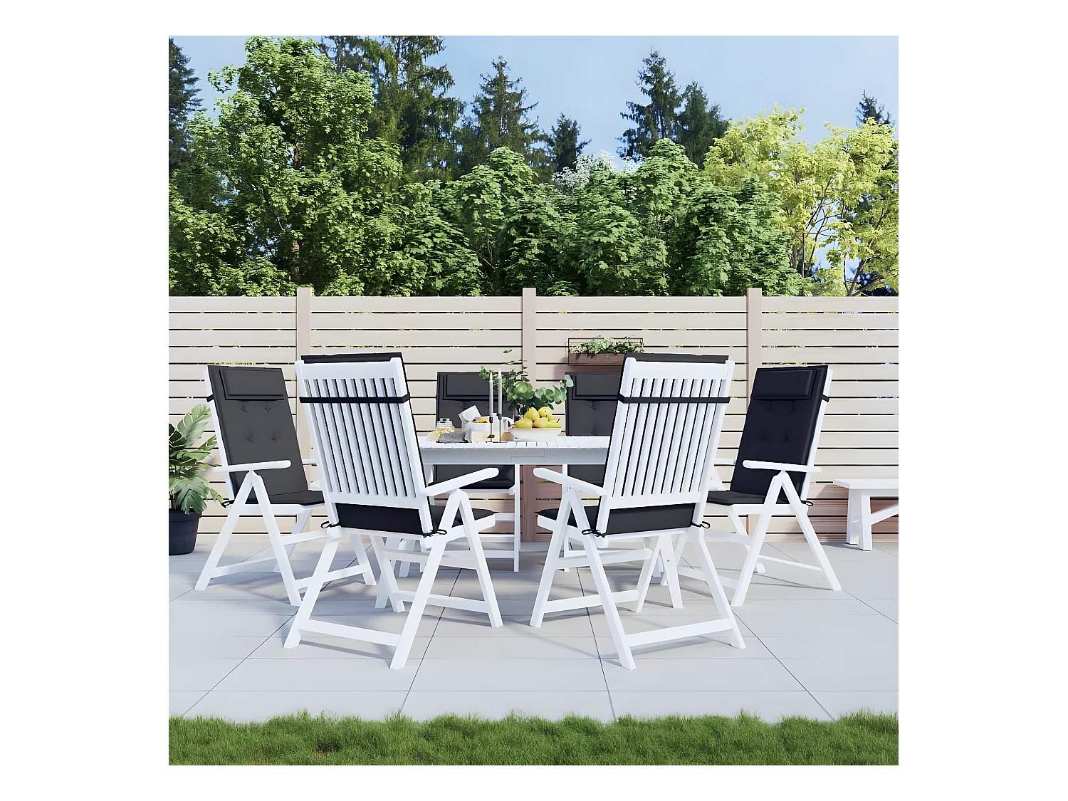 Coussins de chaise à dossier haut Lot de 6 noir tissu oxford OFR38725