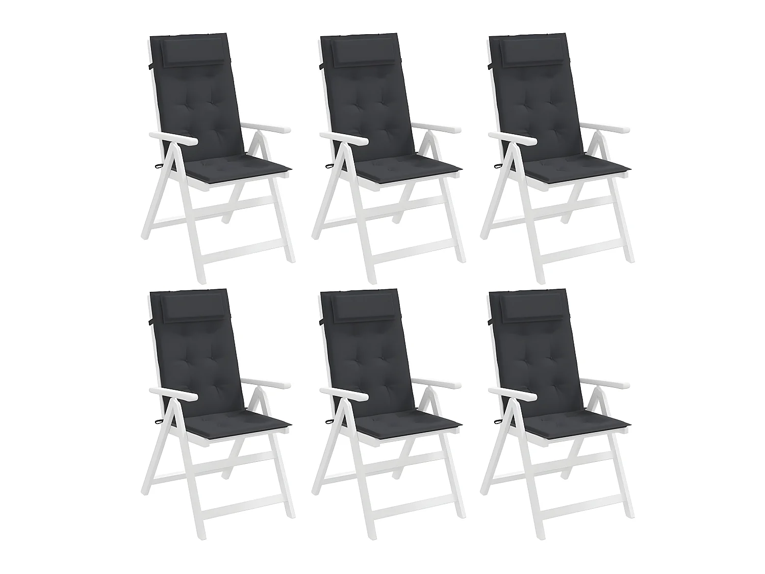 Stoelkussens 6 st hoge rug oxford stof zwart NL368204