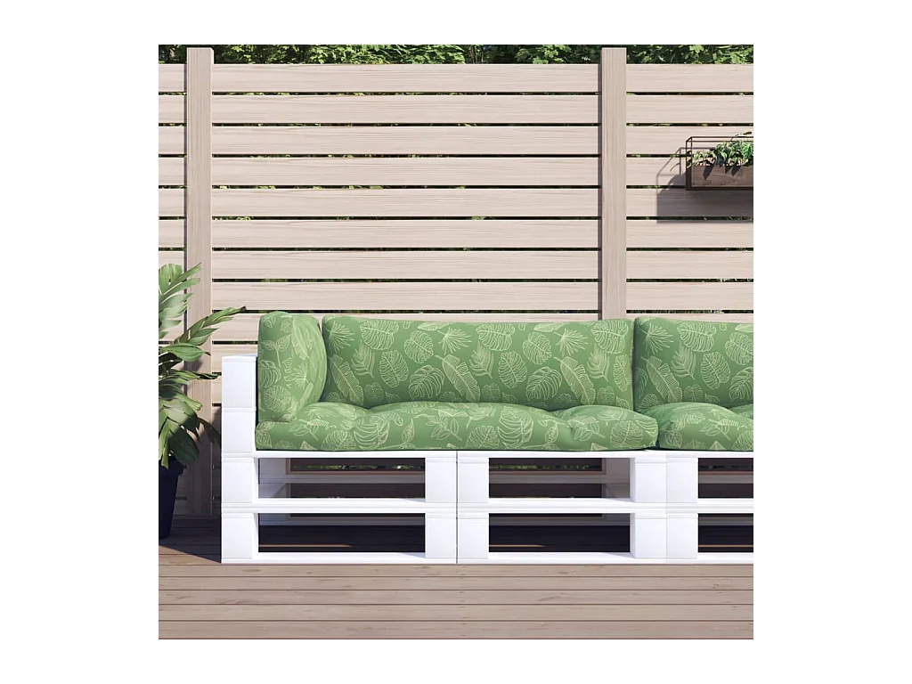 Coussins de palette 3 pcs motif de feuilles tissu Oxford OFR55595