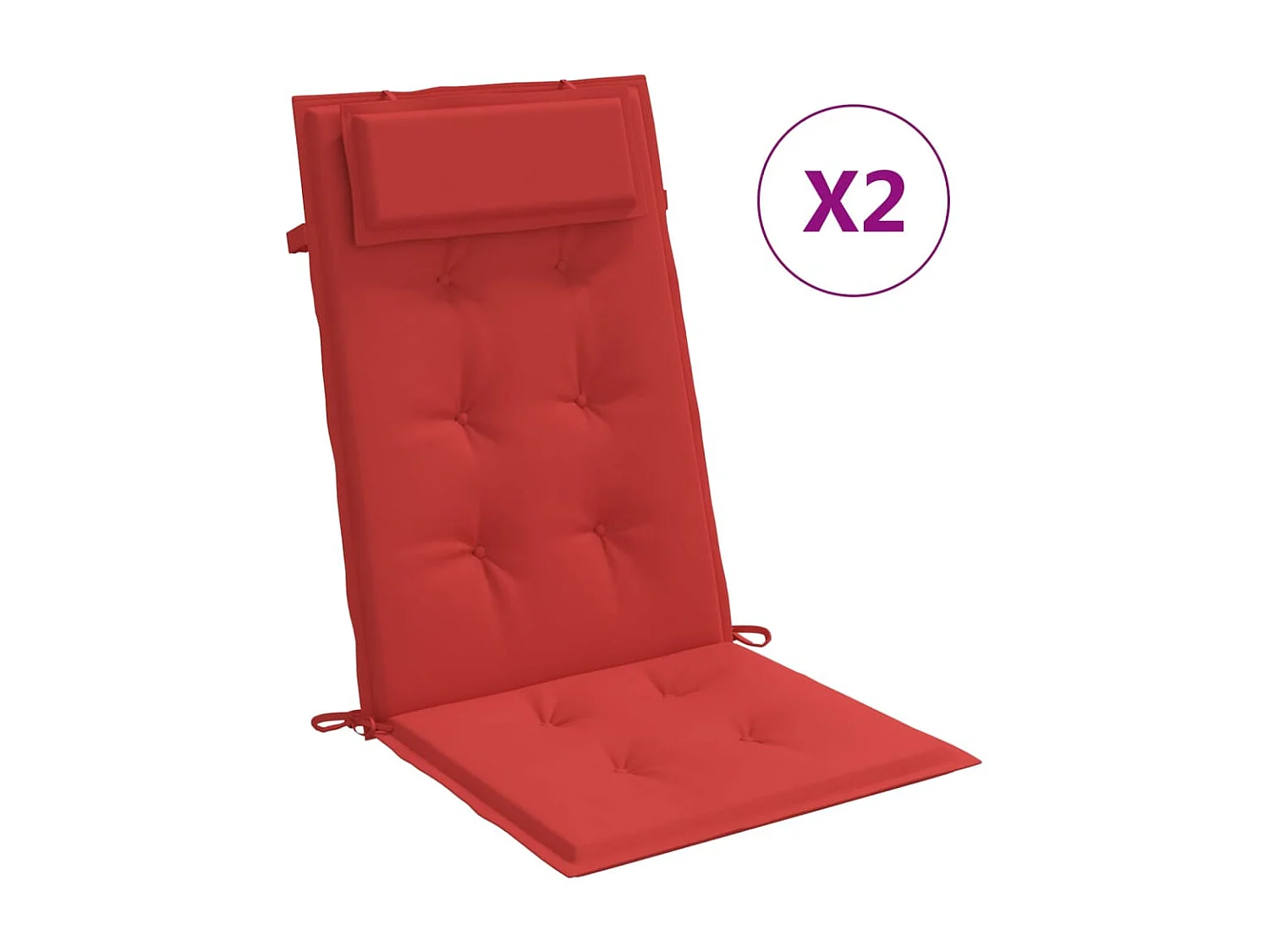 Coussins de chaise à dossier haut Lot de 2 rouge tissu oxford OFR61782