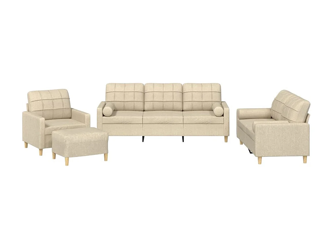 4-delige Loungeset met kussens stof crèmekleurig NL965069