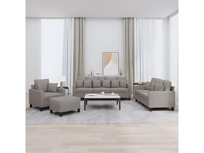 Ensemble de canapés 4 pcs avec coussins taupe tissu LODW88623