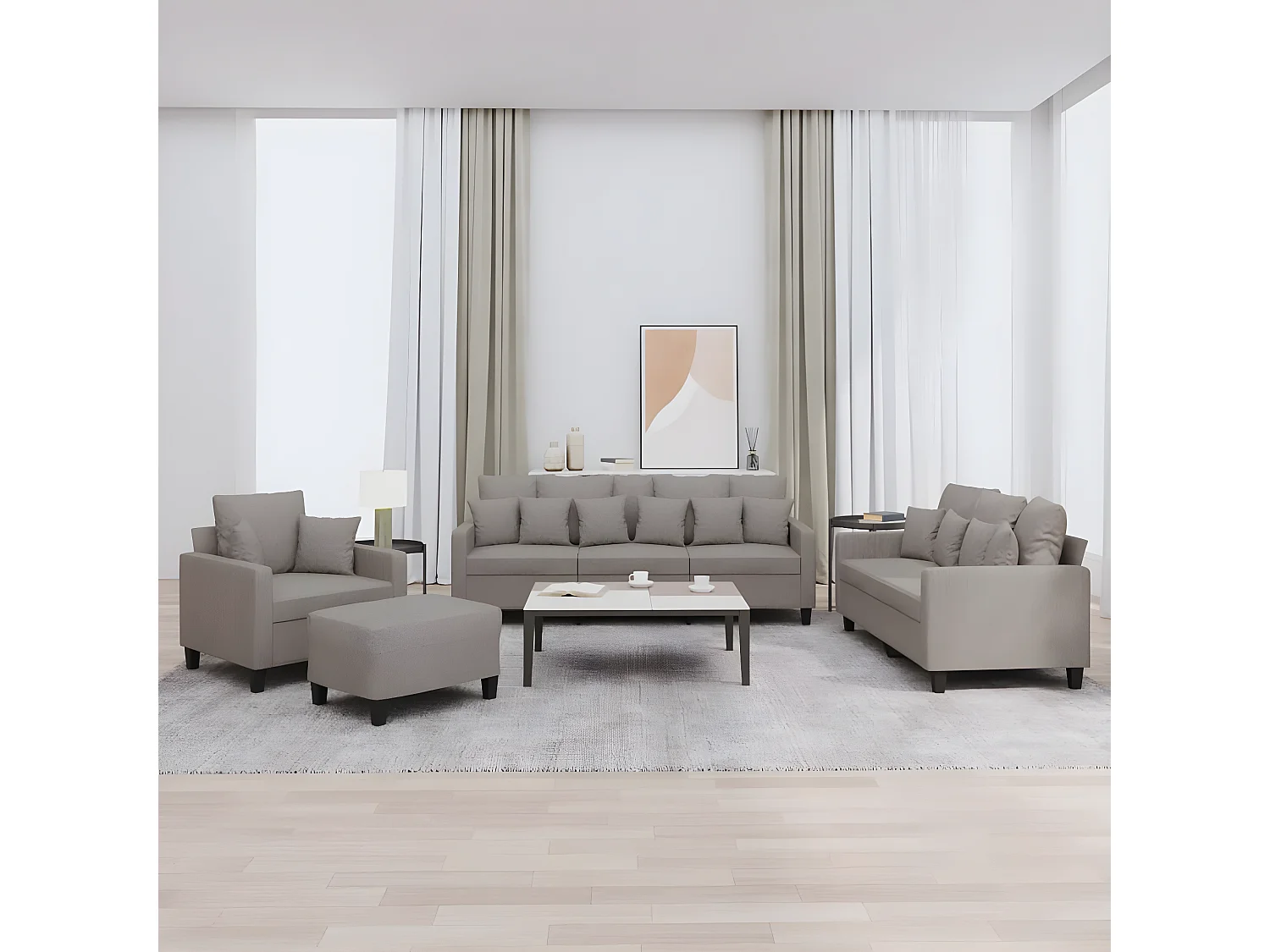 Ensemble de canapés 4 pcs avec coussins taupe tissu LODW88623