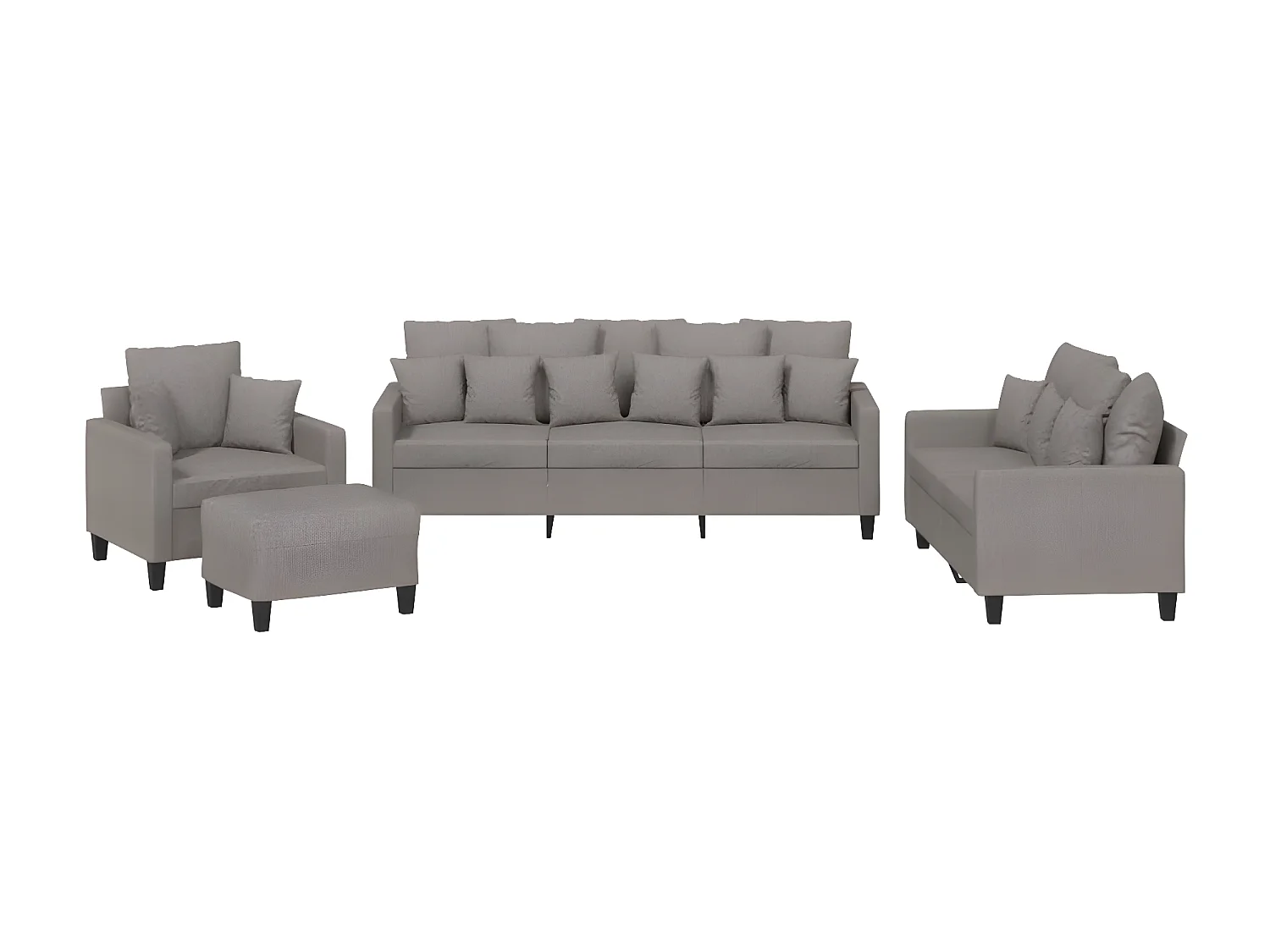 4 pcs conjunto de sofás com almofadas tecido cinza-acastanhado PT744175