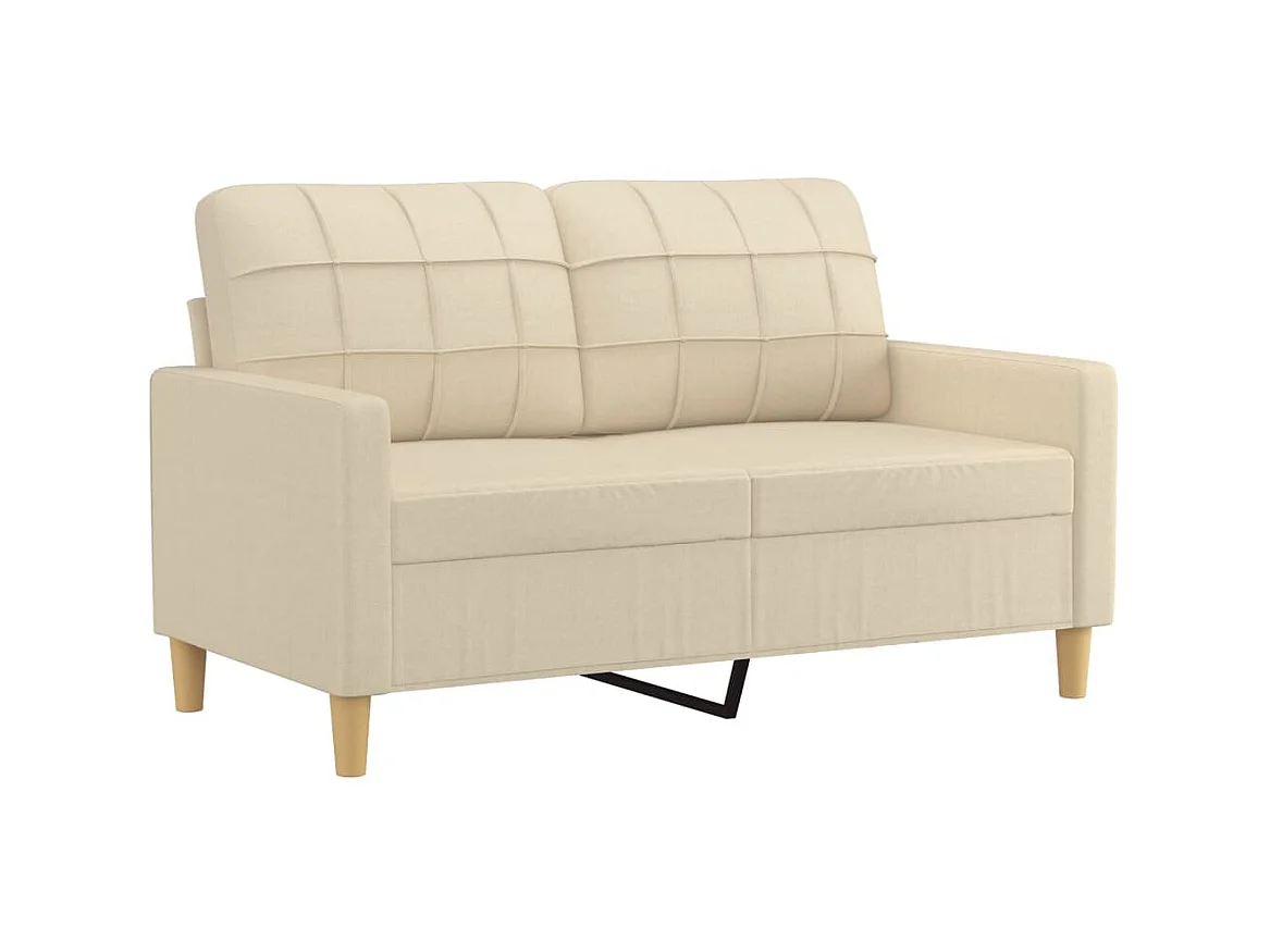 2-tlg. Sofagarnitur,Couchgarnitur mit Kissen Creme Stoff -gkd73117