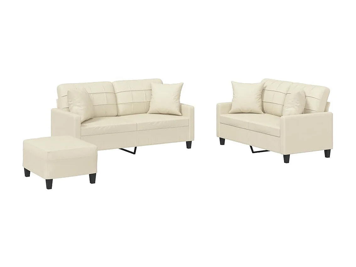 Ensemble de canapés 3 pcs avec coussins crème similicuir OLA5189