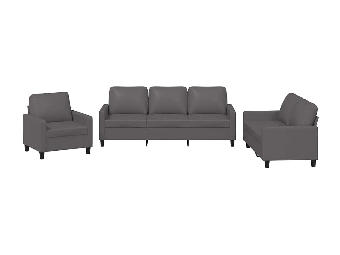 Ensemble de canapés 3 pcs avec coussins Gris Similicuir OLA4389
