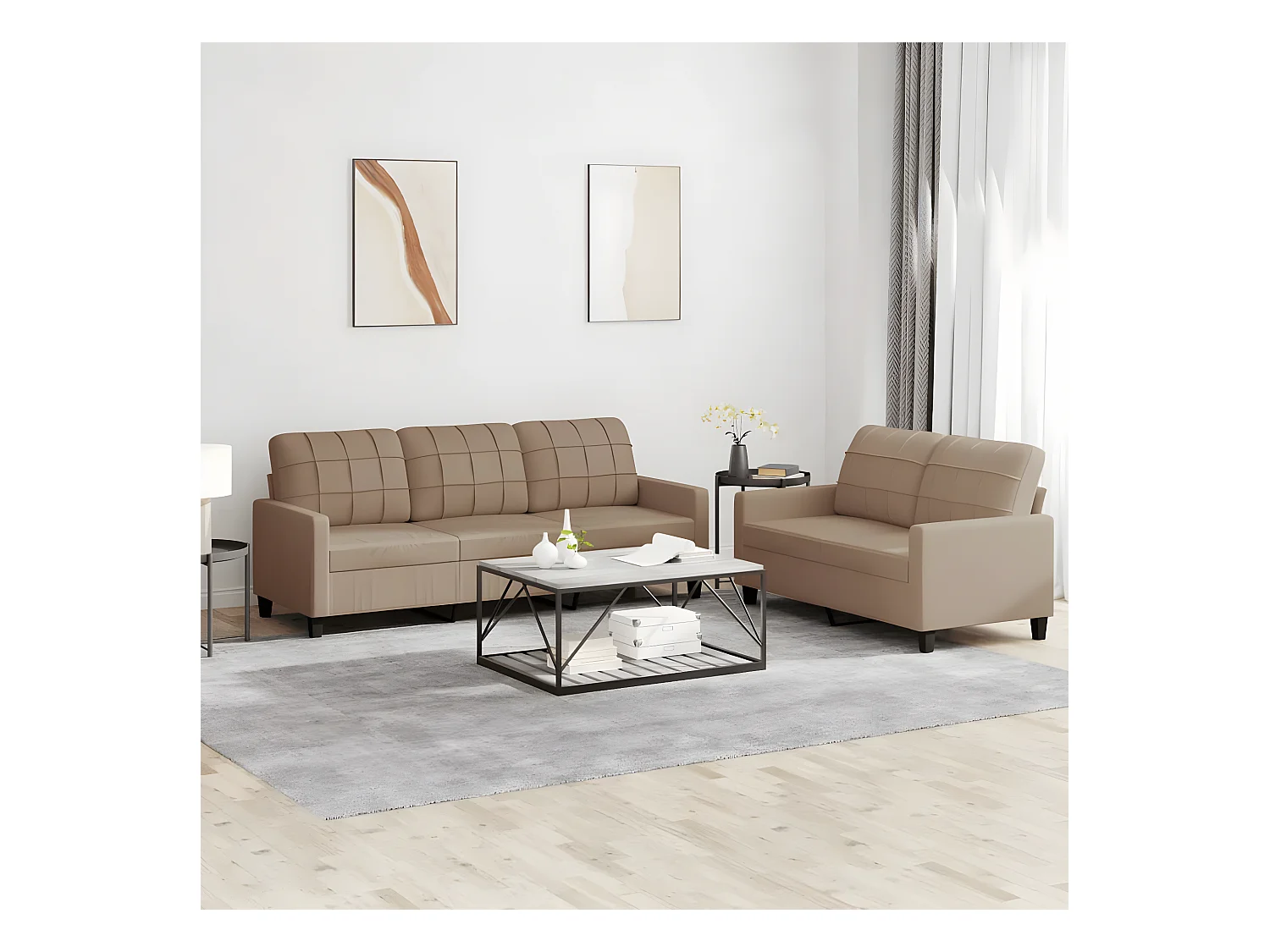 2-delige Loungeset met kussens kunstleer cappuccino NL973519
