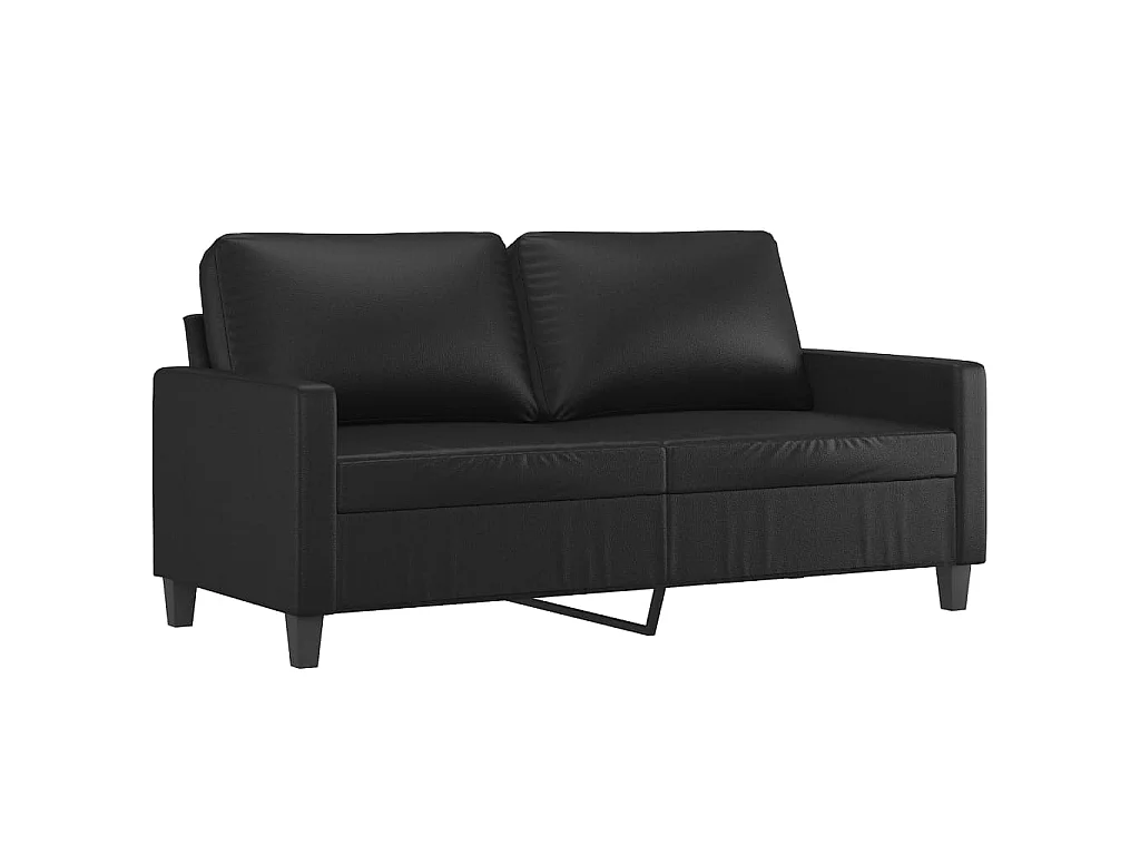 2-tlg. Sofagarnitur,Couchgarnitur mit Kissen Schwarz Kunstleder -gkd937480