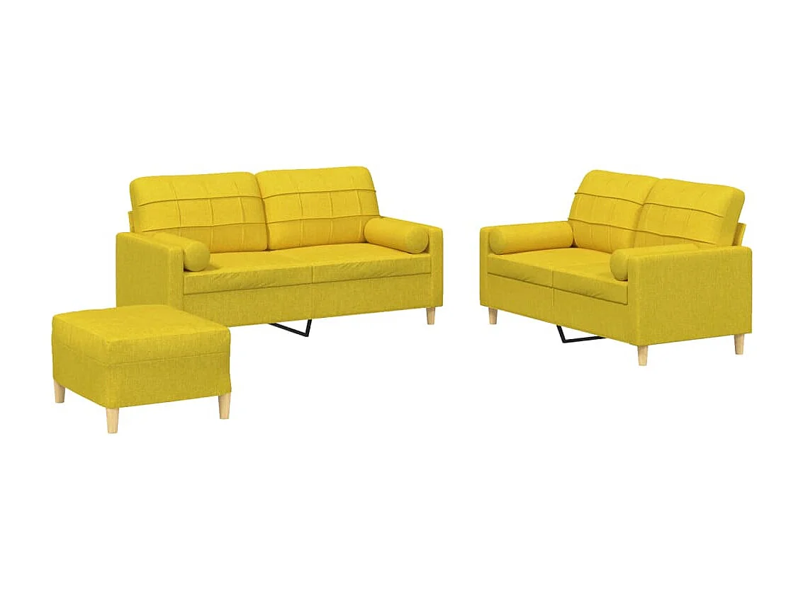 Juego de sofás con cojines 3 piezas tela amarillo claro ES94047