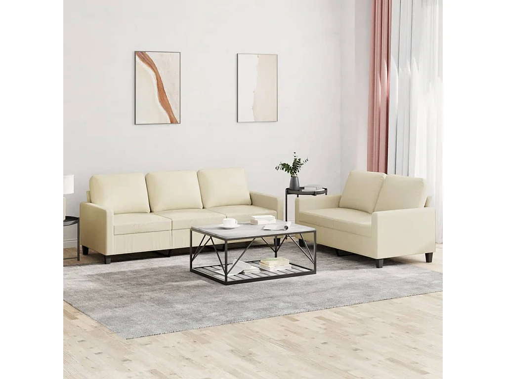 2-delige Loungeset met kussens kunstleer crème NL239519
