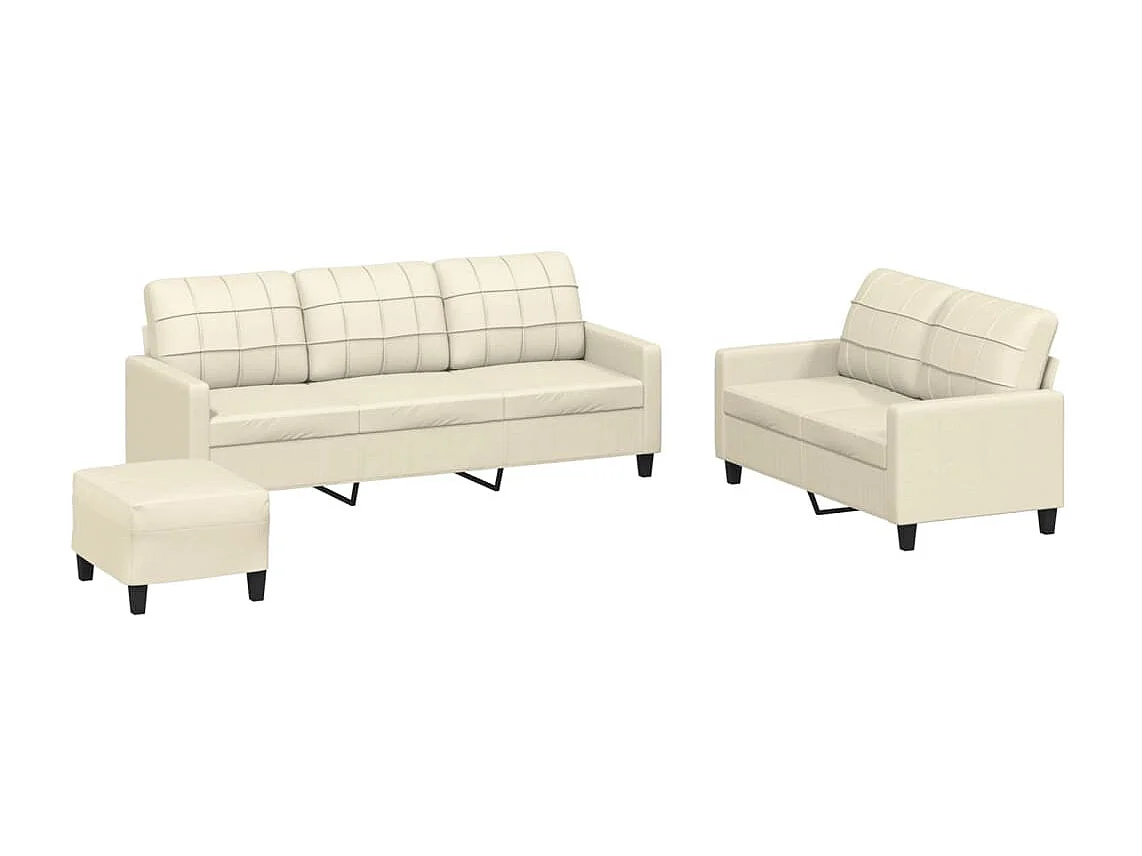 Ensemble de canapés 3 pcs avec coussins Crème Similicuir QWE3709