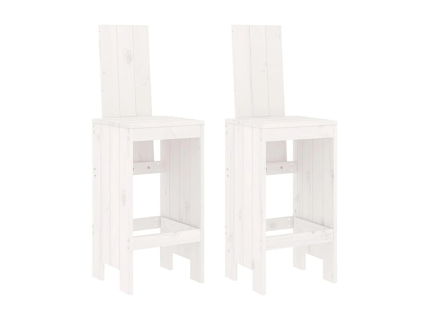 lot de 2 Tabourets de bar blanc 40x42x120 cm bois massif de pin PSA4334