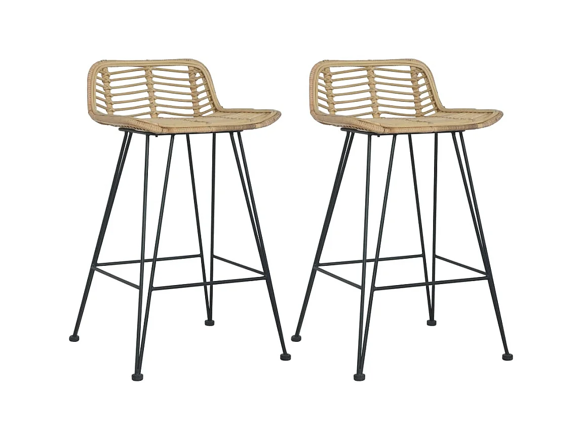 Tabourets de bar lot de 2 rotin Naturel SEF13508