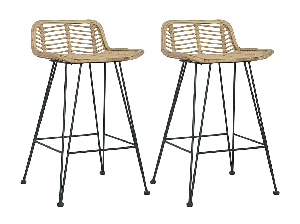 Juego de 2 Taburetes de cocina ratán natural ES84995