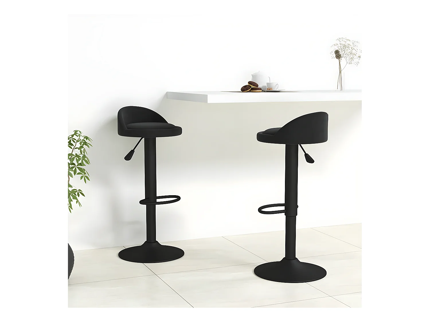 lot de 2 Tabourets de bar Noir Velours SSA4931