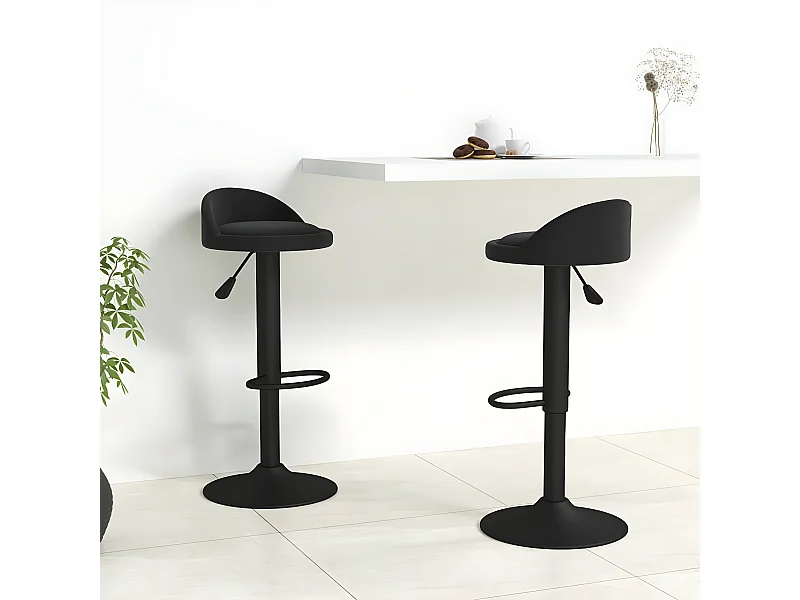 lot de 2 Tabourets de bar Noir Velours SSA4931