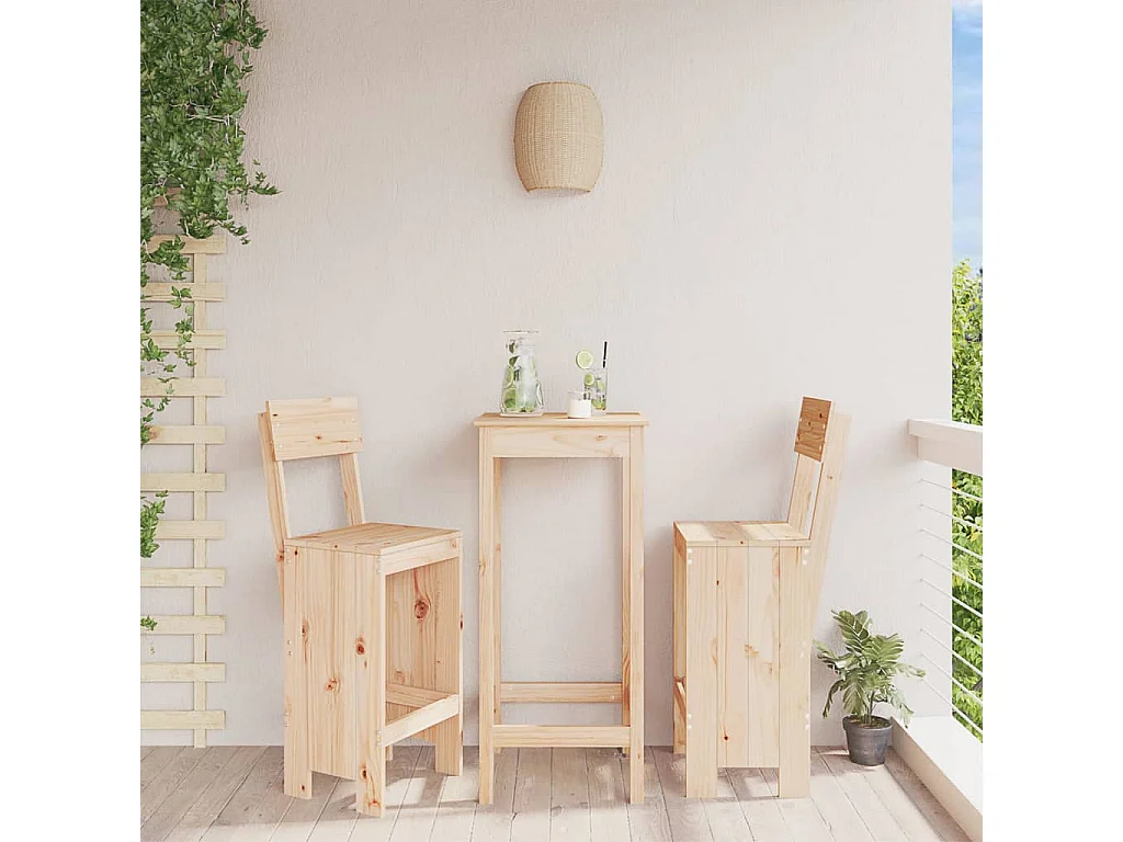 lot de 2 Tabourets de bar 40x48,5x115,5 cm bois massif de pin PSA1197