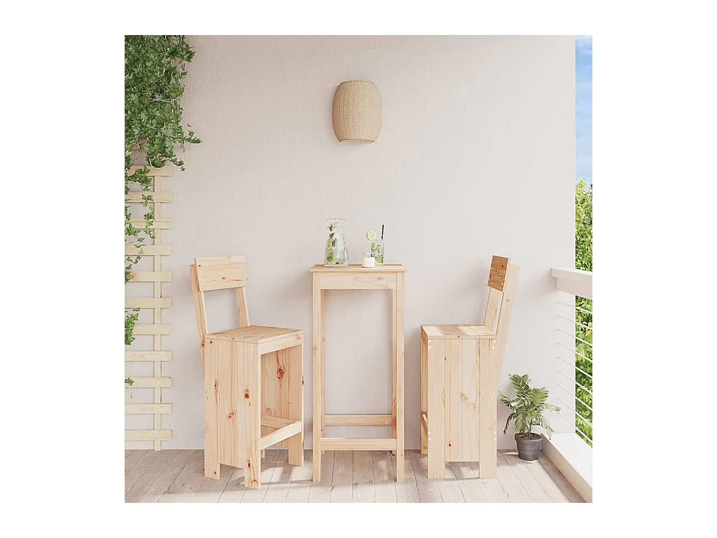 lot de 2 Tabourets de bar 40x48,5x115,5 cm bois massif de pin PSA1197
