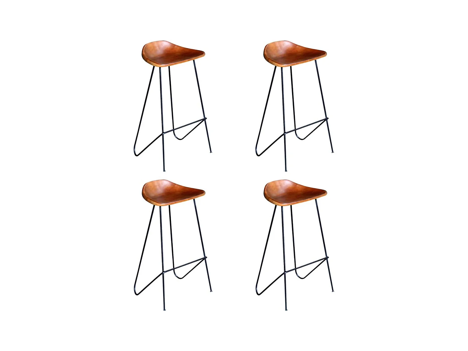 lot de 4 Tabourets de bar marron cuir véritable LSJ7862