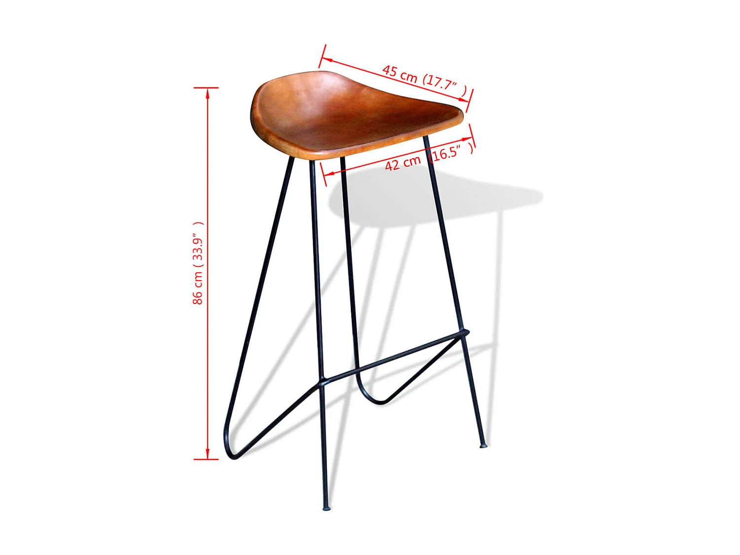 Juego de 2 Taburetes de cocina cuero auténtico negro y marrón ES53046