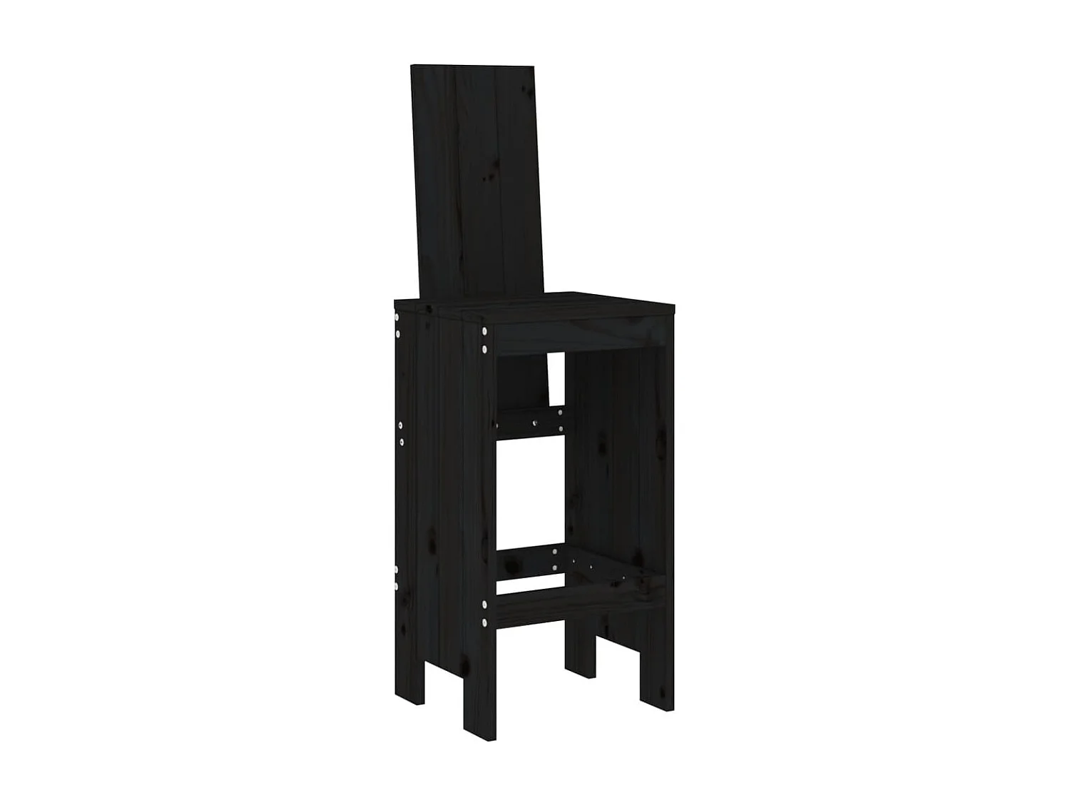 lot de 2 Tabourets de bar noir 40x42x120 cm bois massif de pin SSA4644