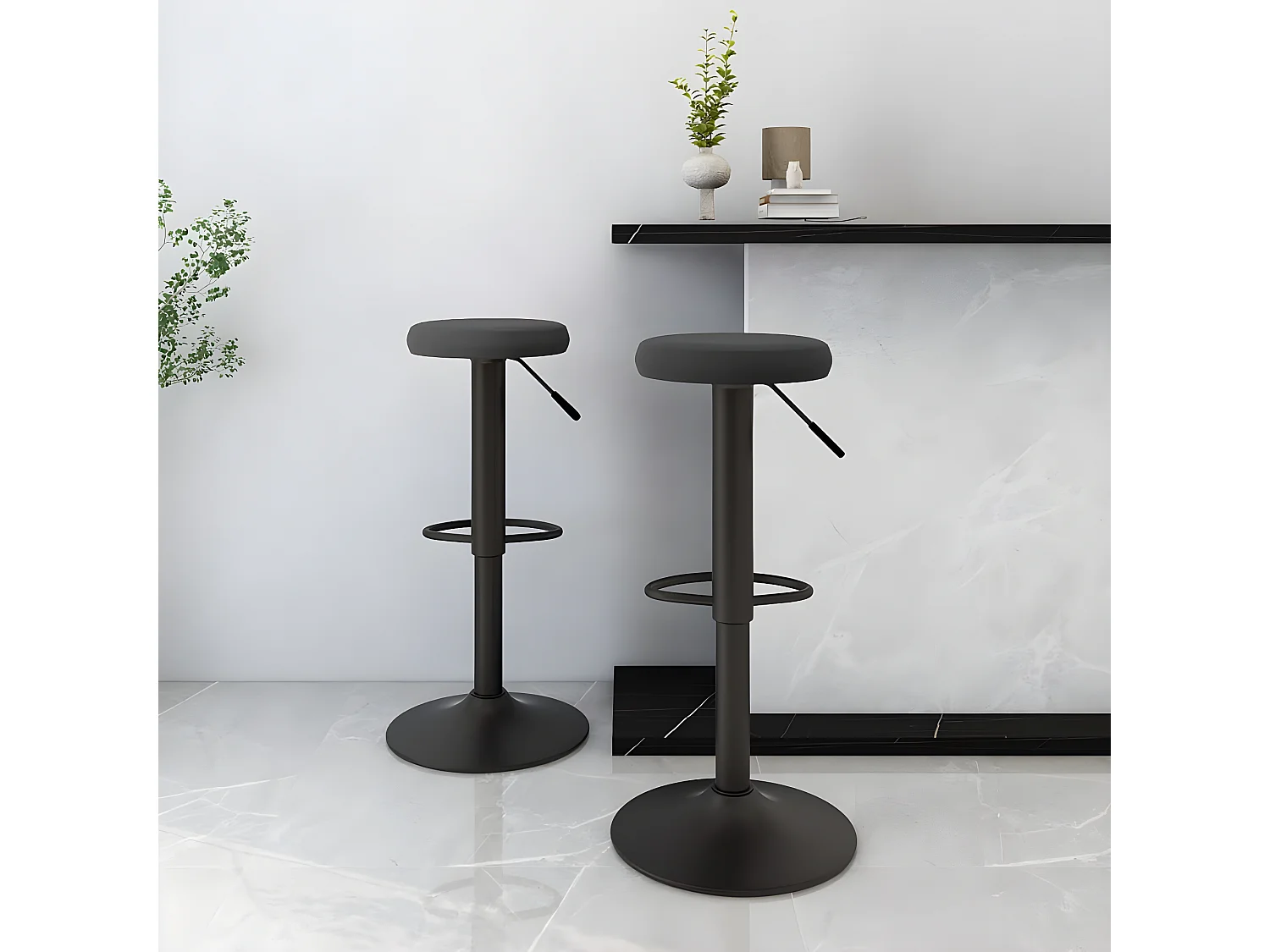 lot de 2 Tabourets de bar Noir Velours SSA8793
