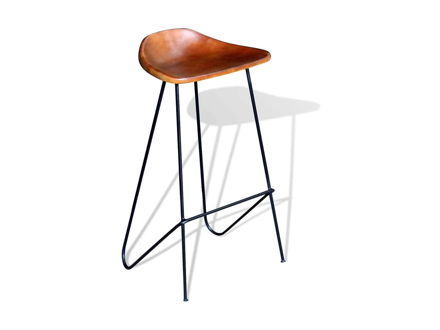 lot de 6 Tabourets de bar marron cuir véritable LSJ5160