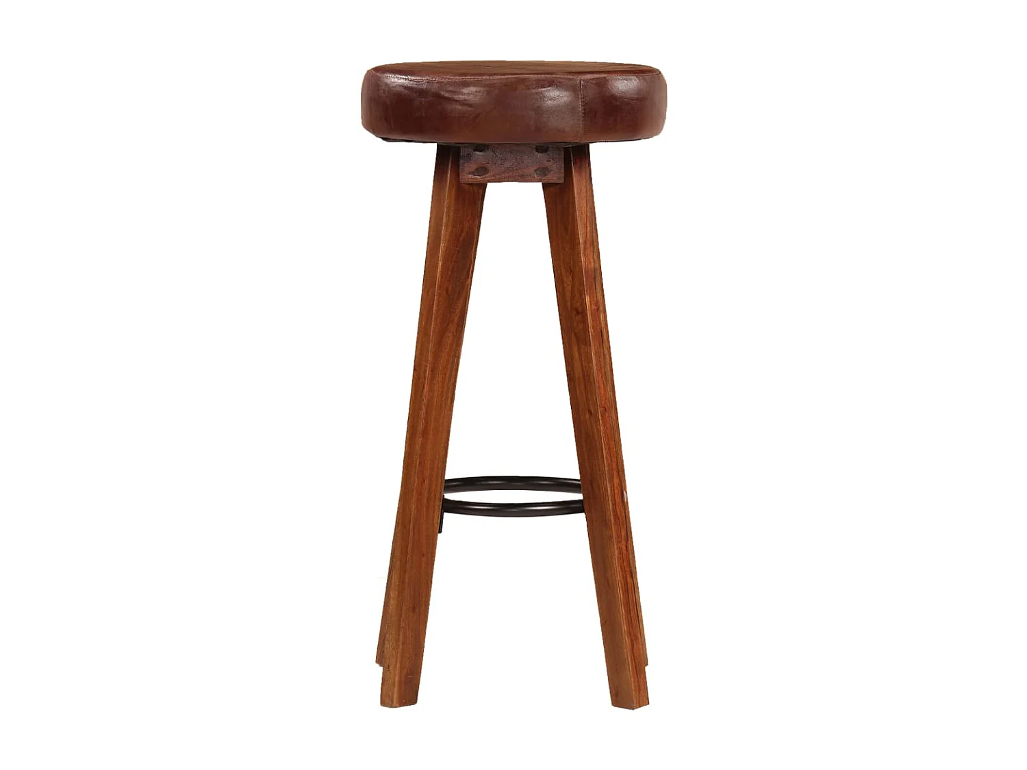 Tabourets de bar lot de 2 cuir véritable et bois d'acacia solide SEF63319