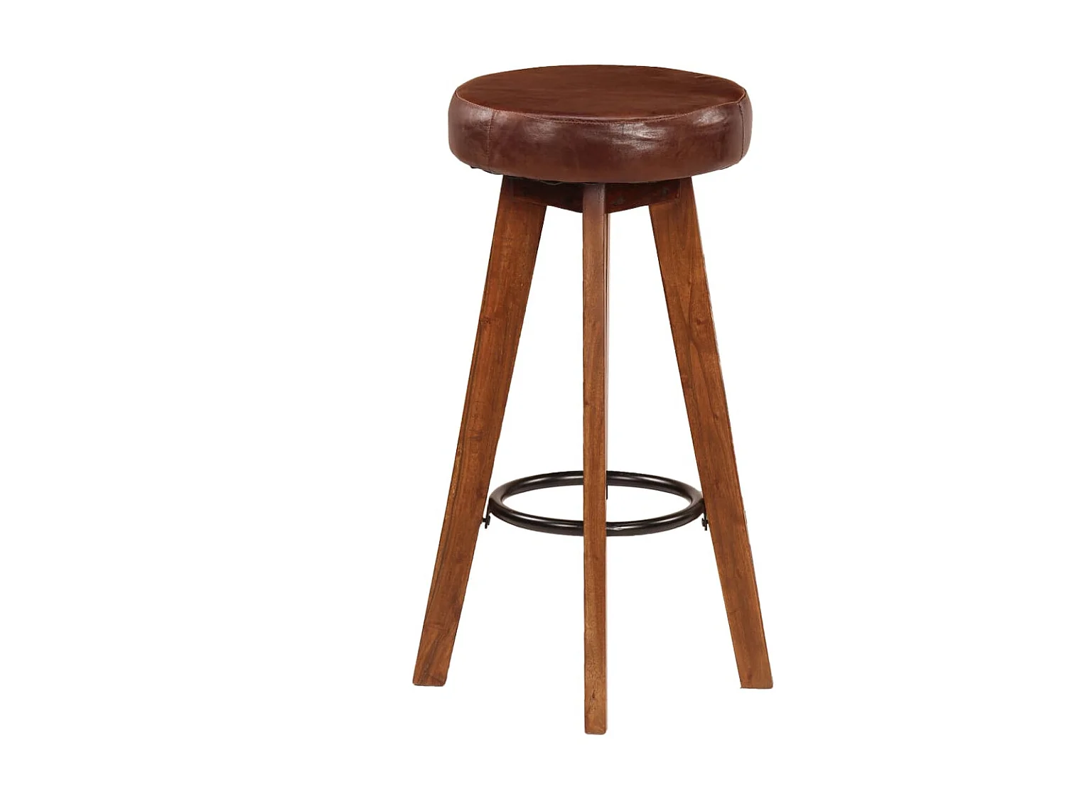 Tabourets de bar lot de 2 cuir véritable et bois d'acacia solide SEF63319