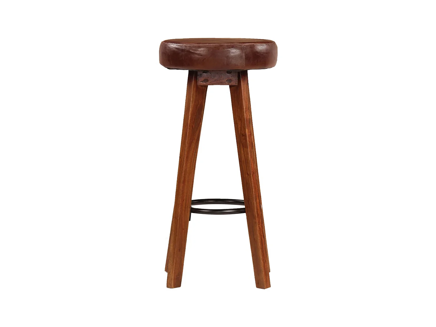 Tabourets de bar lot de 2 cuir véritable et bois d'acacia solide SEF63319