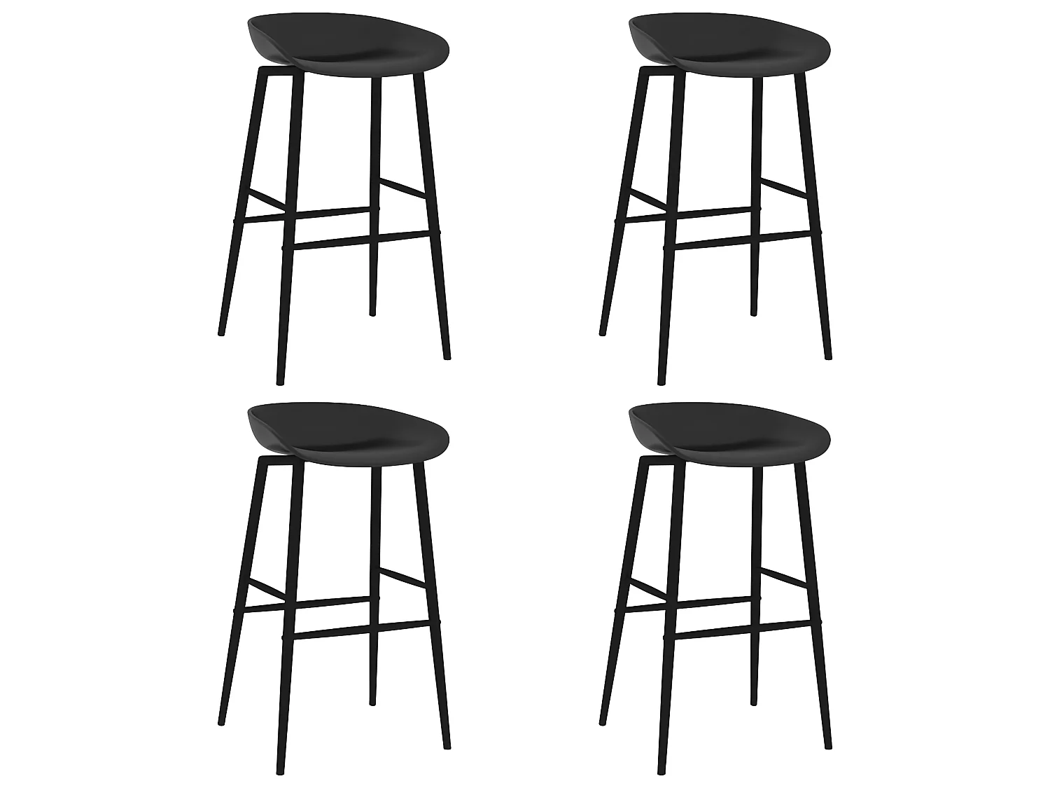 lot de 4 Tabourets de bar noir LSJ4832