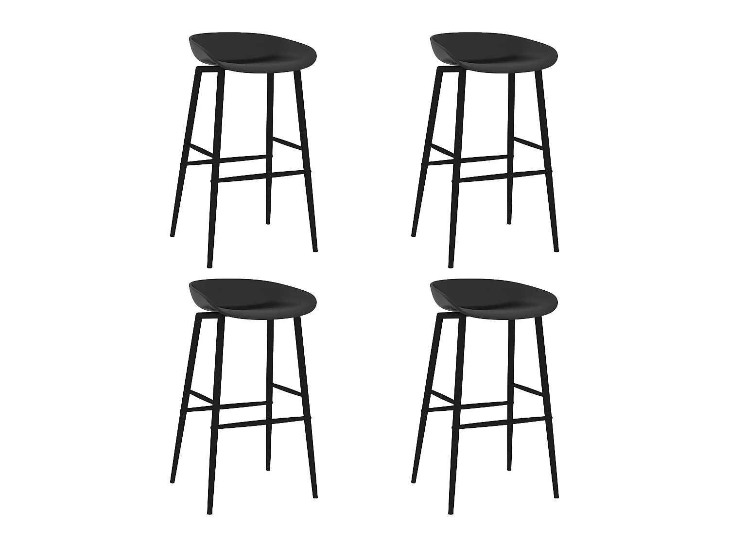 lot de 4 Tabourets de bar noir LSJ4832