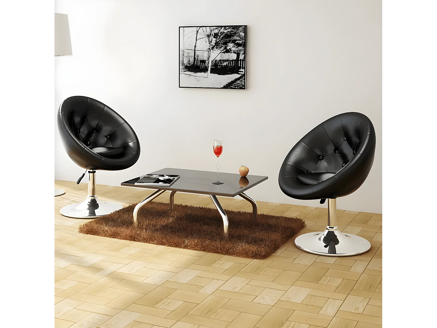 Tabourets de bar lot de 2 noir similicuir SEF88730