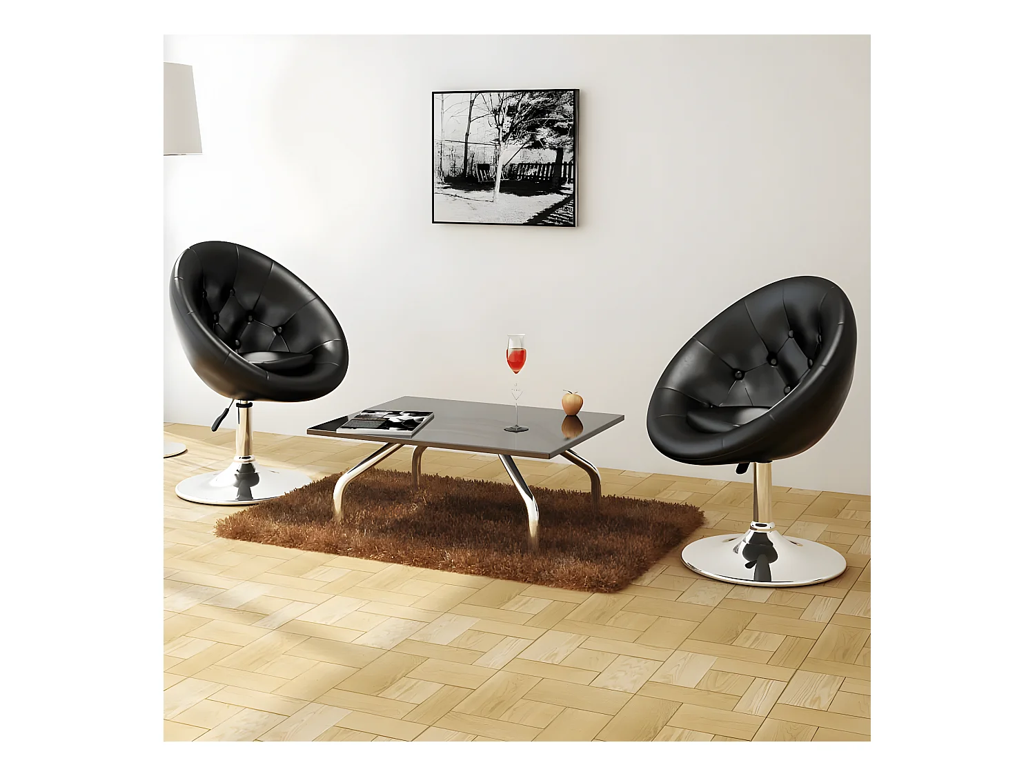 Tabourets de bar lot de 2 noir similicuir SEF88730