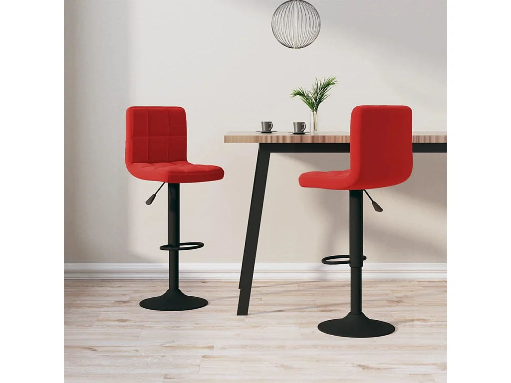 lot de 2 Tabourets de bar rouge bordeaux velours SSA2573