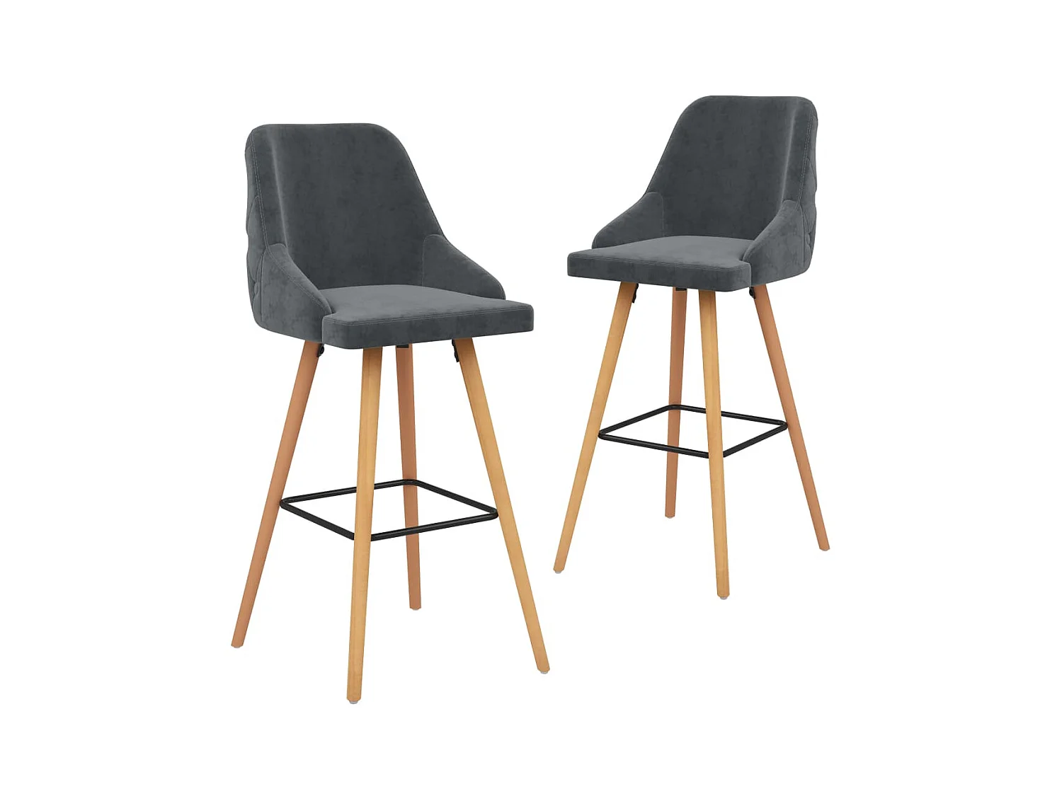 Tabourets de bar lot de 2 gris foncé velours SEF45318