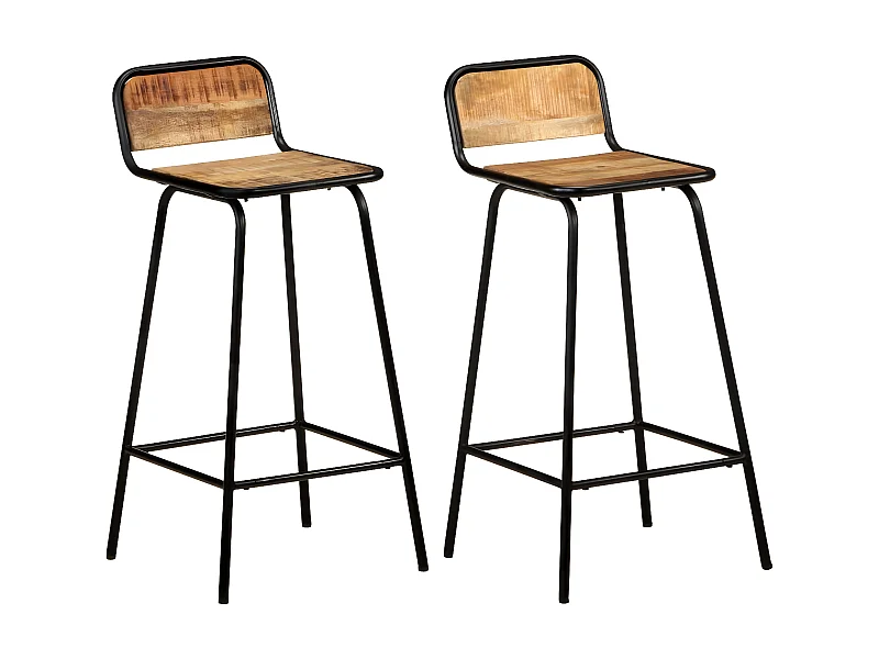 Tabourets de bar lot de 2 bois de manguier solide SEF52489