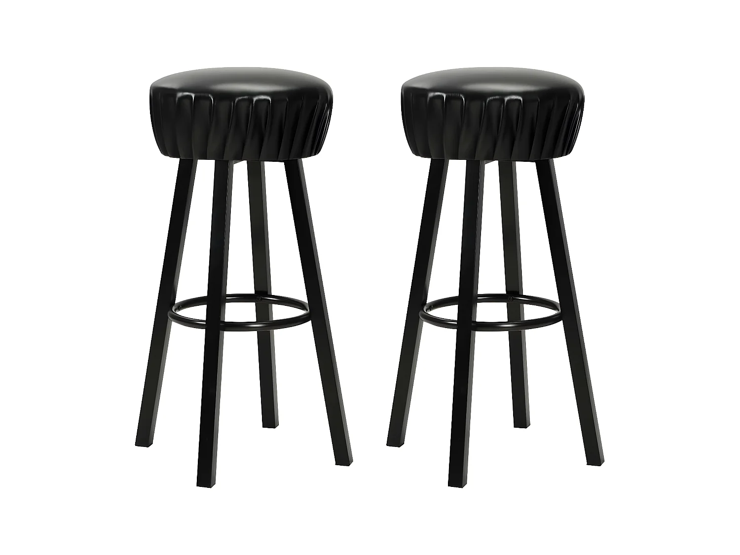 lot de 2 Tabourets de bar noir similicuir LSJ8303
