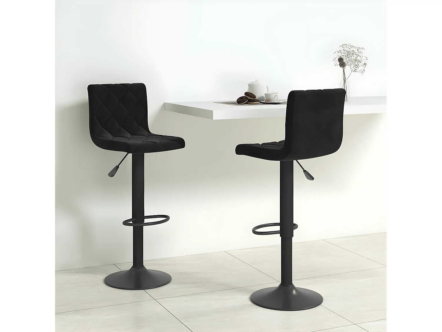 lot de 2 Tabourets de bar Noir Velours SSA9952
