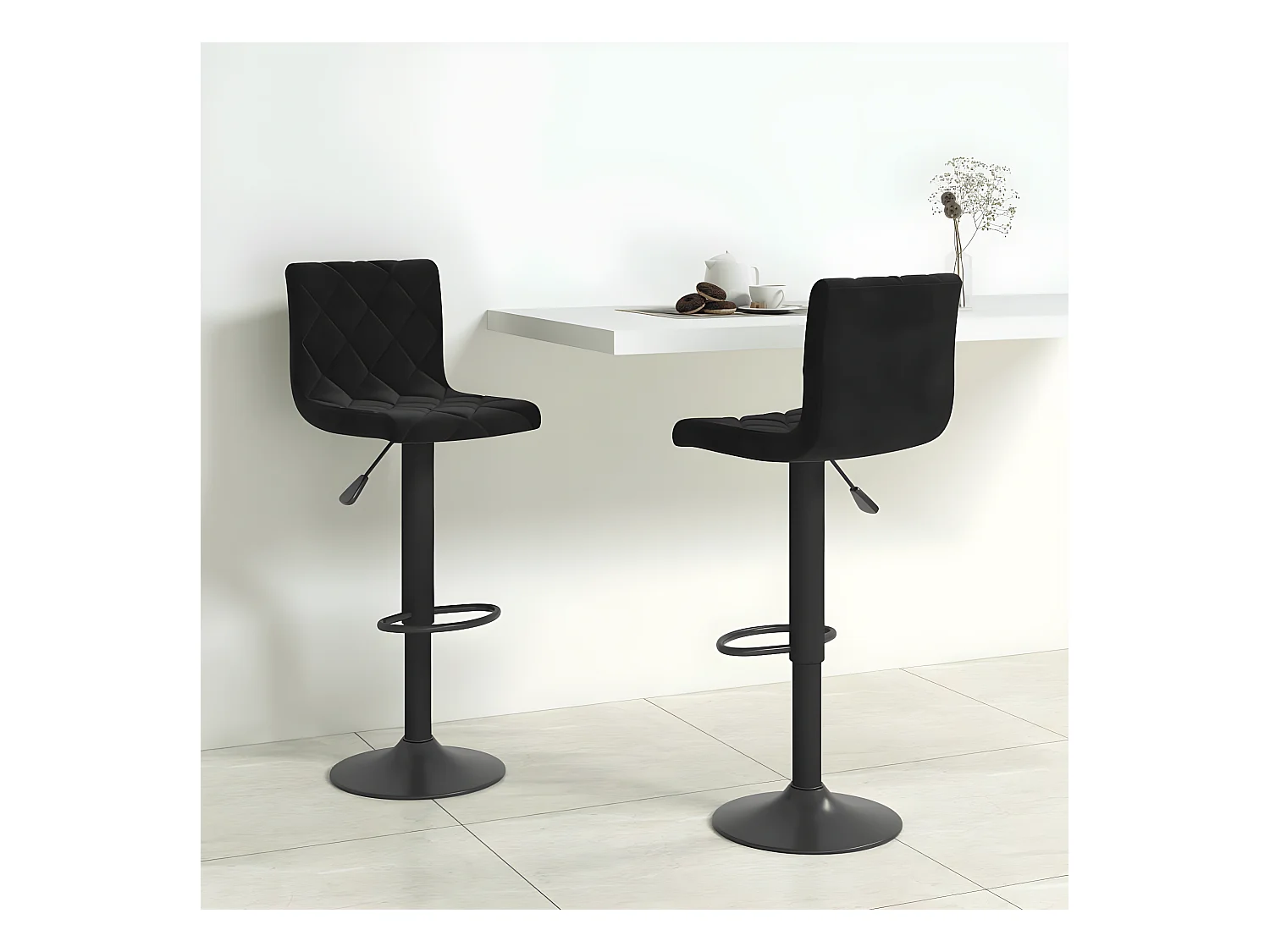 lot de 2 Tabourets de bar Noir Velours SSA9952