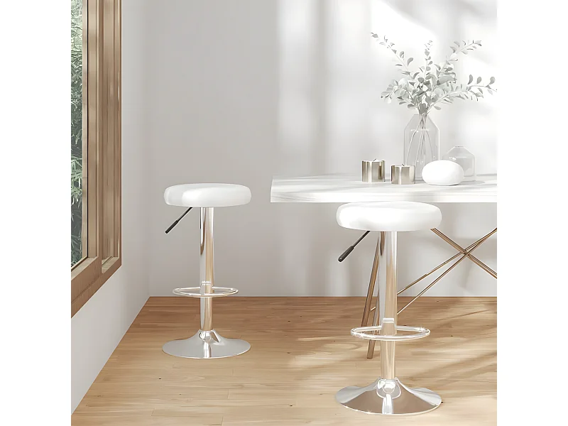 lot de 2 Tabourets de bar Blanc Similicuir PSA2873