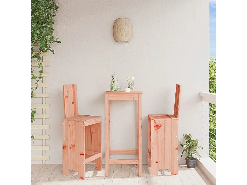 lot de 2 Tabourets de bar 40x42x120 cm bois massif douglas PSA4944