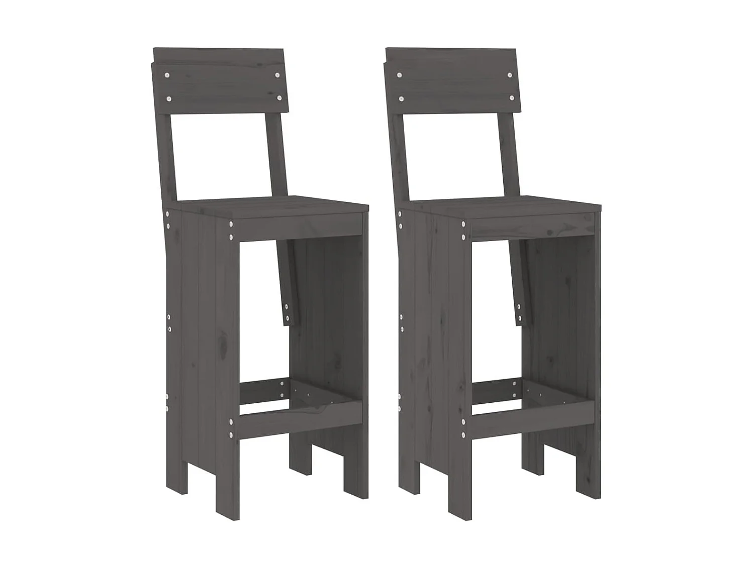 lot de 2 Tabourets de bar gris 40x48,5x115,5 cm bois massif de pin PSA7093