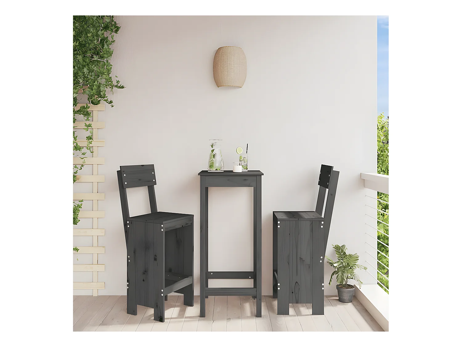 Barkrukken 2 st 40x48,5x115,5 cm massief grenenhout grijs NL731374